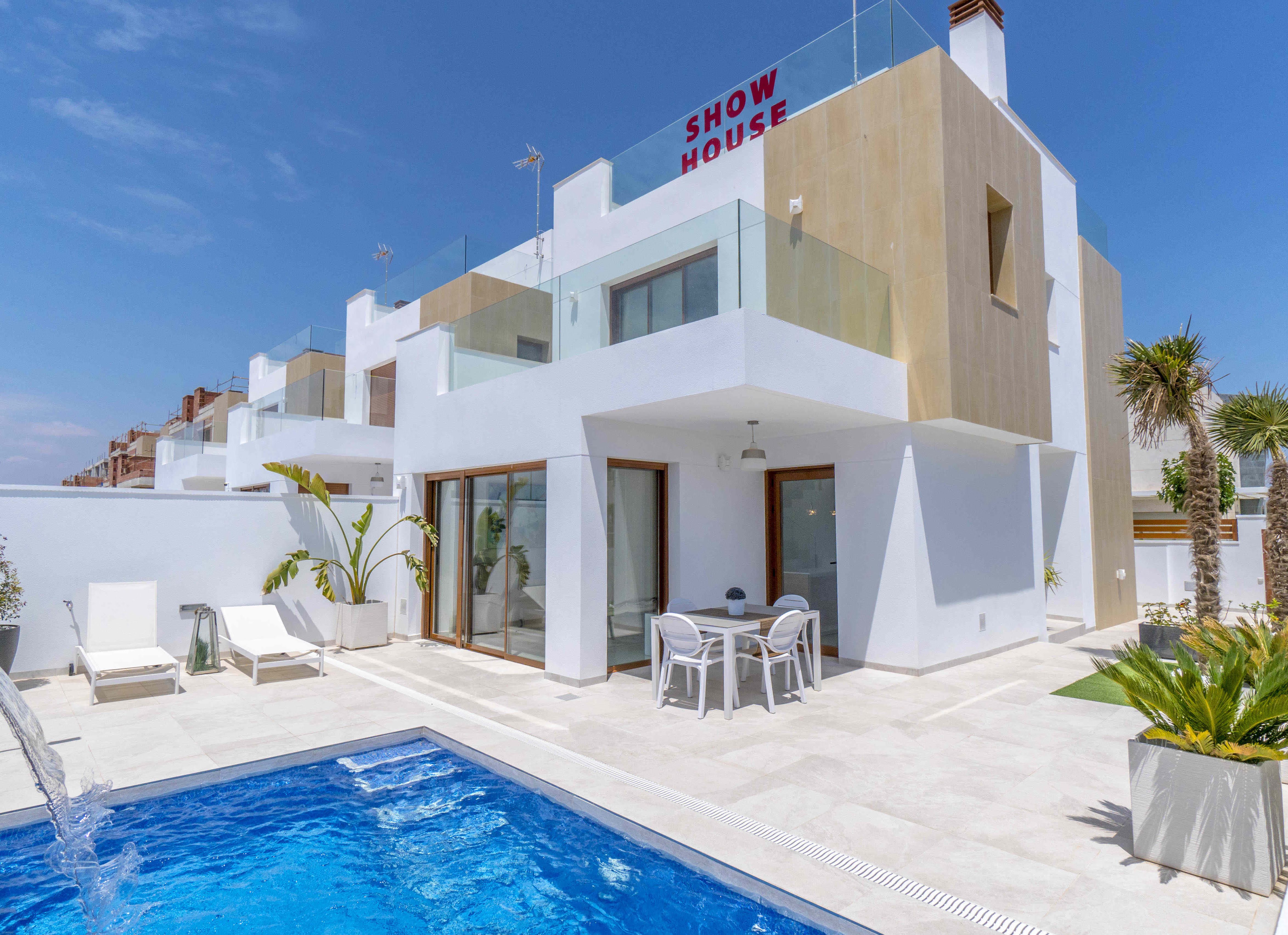 Three bedroom, three bathroom quality detached villas just 300m from beautiful sandy beaches