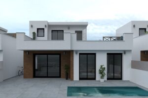 San Pedro del Pinatar, Murcia, new build detached villa with private pool, 3 bedrooms, 3 bathrooms, and rooftop solarium for sale