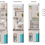 Floor plans for new build townhouse with 3 bedrooms, 2 bathrooms, and private swimming pool for sale in San Pedro del Pinatar
