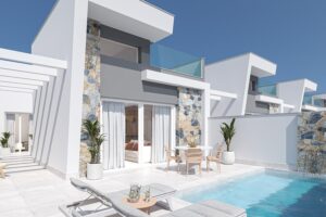 3 bed, 2 bath new build detached villa in Los Alcazares with private swimming pool, rooftop solarium, and garage for sale